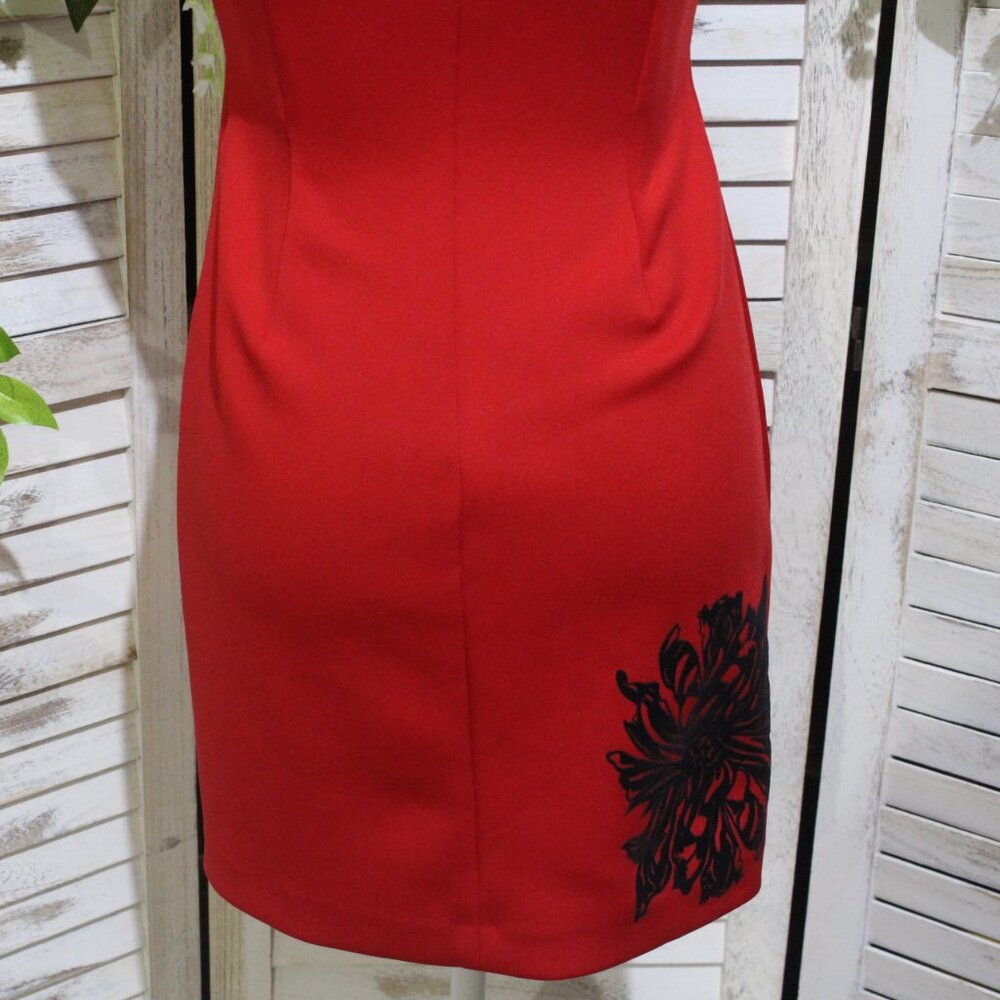 Calvin Klein sleeveless sheath dress with flowers velvet applique flowers (174) - Picture 9 of 16